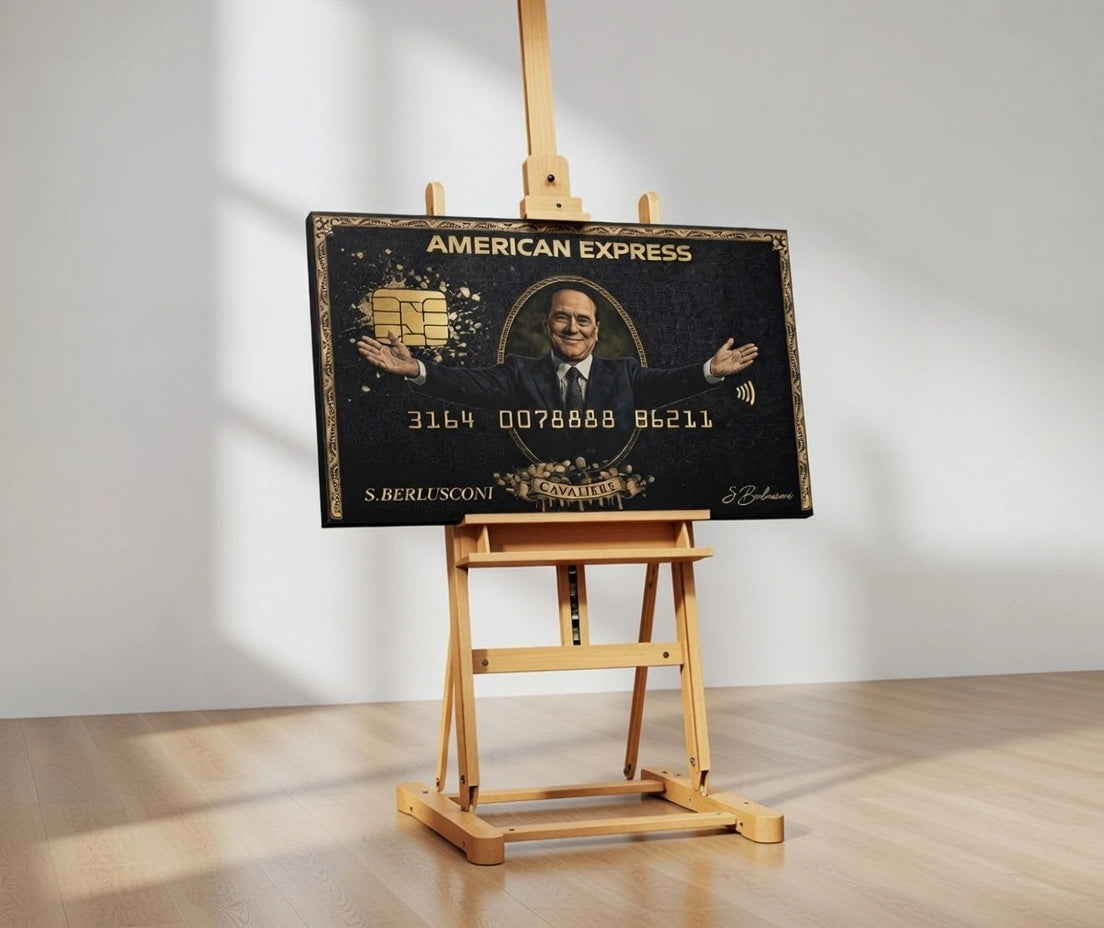 Silvio Berlusconi American Express Gold Canvas – Ironic Pop Art Luxury
