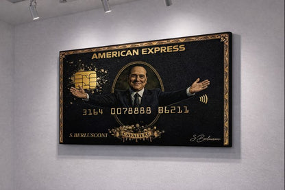 Silvio Berlusconi American Express Gold Canvas – Ironic Pop Art Luxury