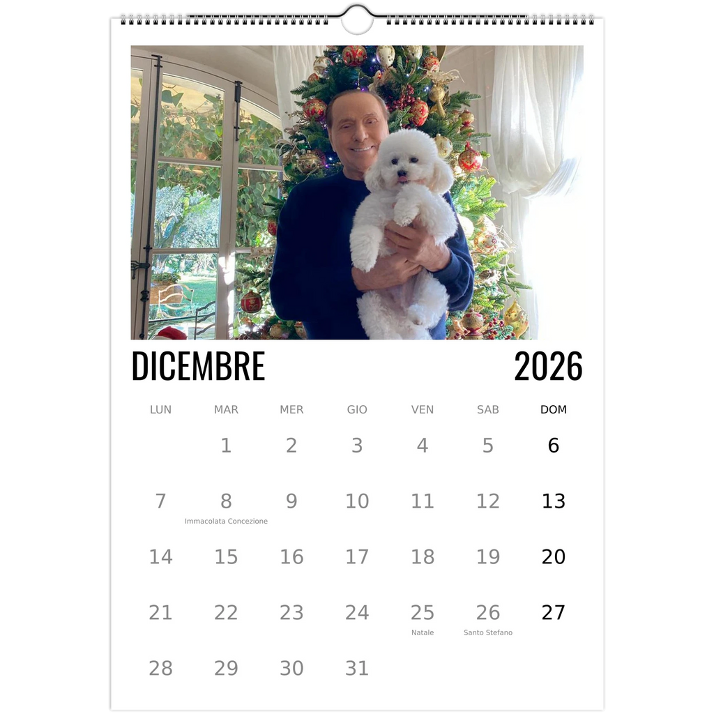 Calendario 2026 Silvio Berlusconi – mese di Dicembre