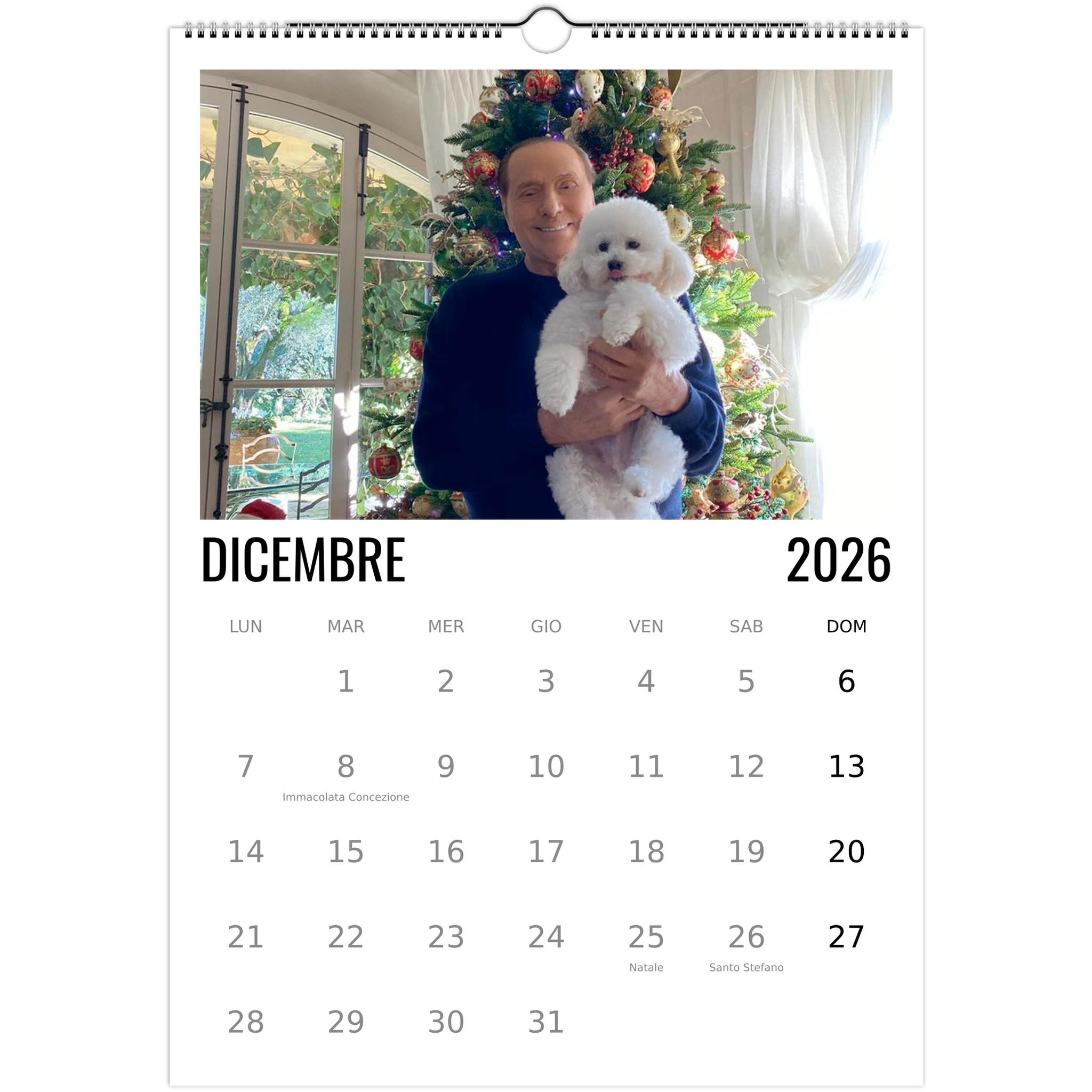 Calendario 2026 Silvio Berlusconi – mese di Dicembre