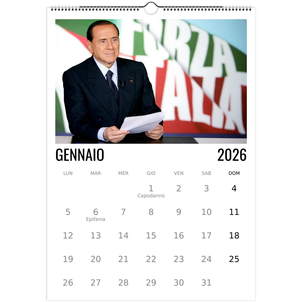 Calendario 2026 Silvio Berlusconi – mese di Gennaio