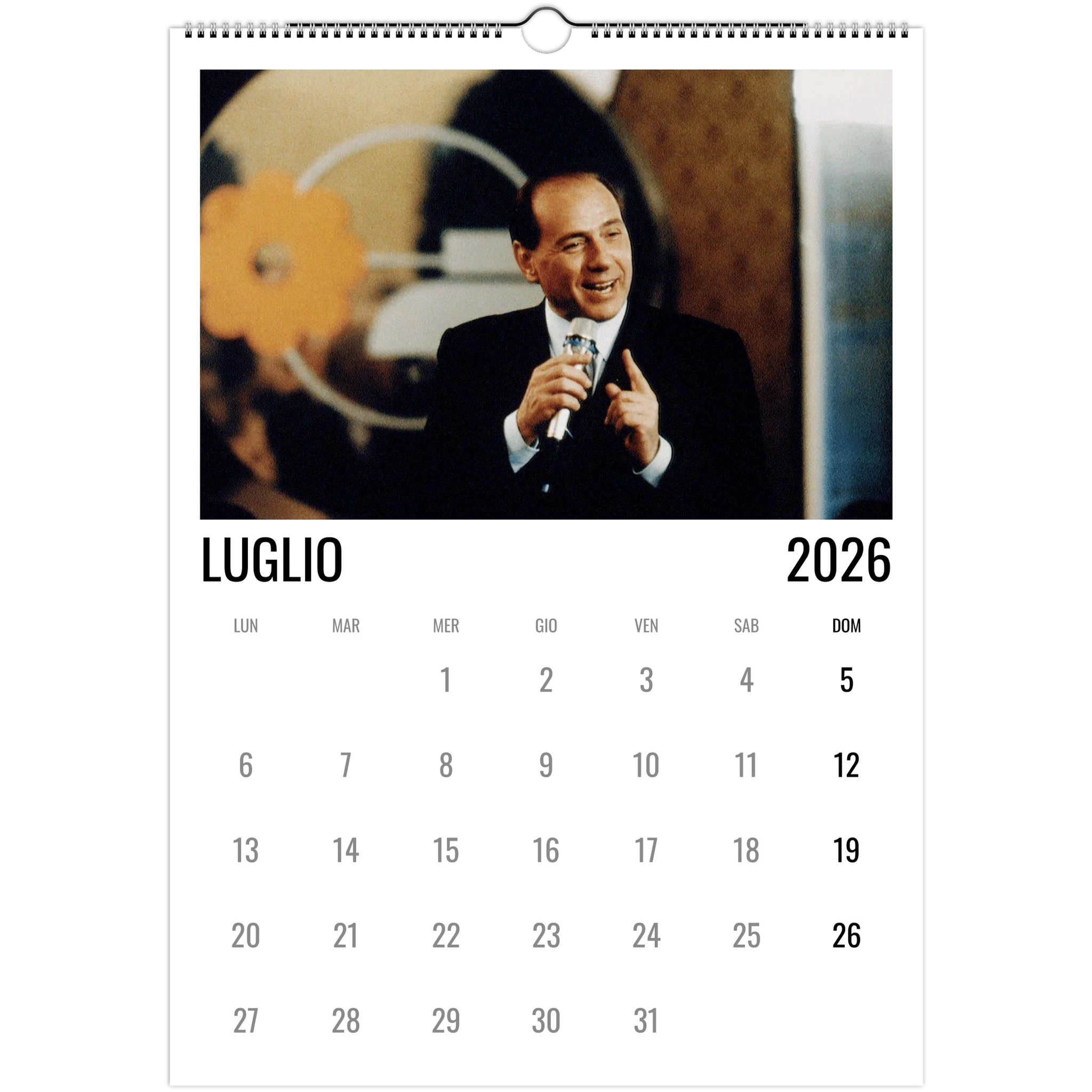 Calendario 2026 Silvio Berlusconi – mese di Luglio