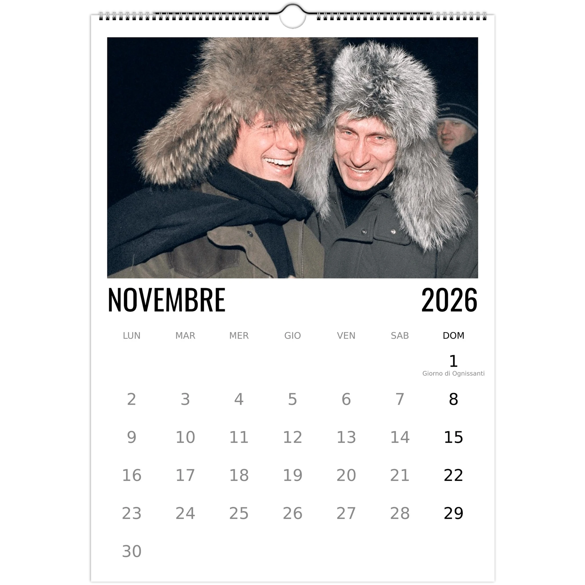 Calendario 2026 Silvio Berlusconi – mese di Novembre