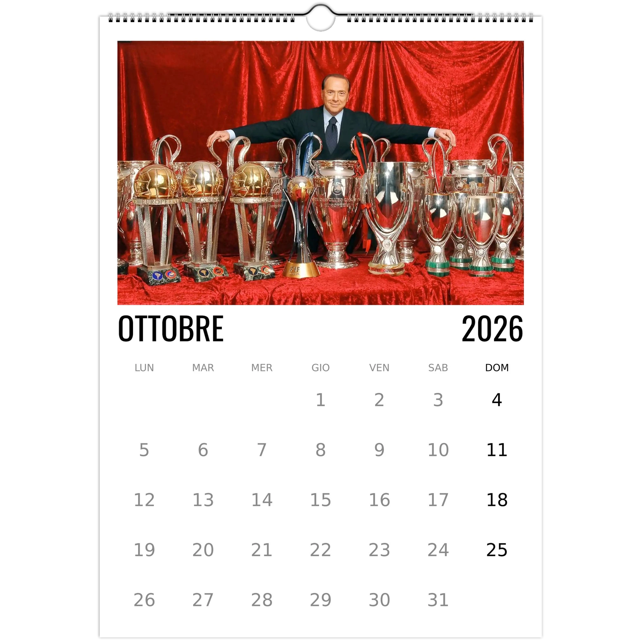 Calendario 2026 Silvio Berlusconi – mese di Ottobre