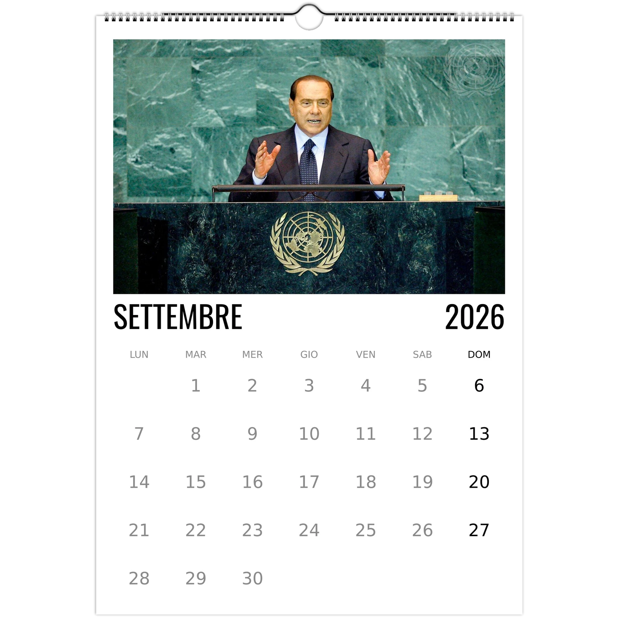 Calendario 2026 Silvio Berlusconi – mese di Settembre