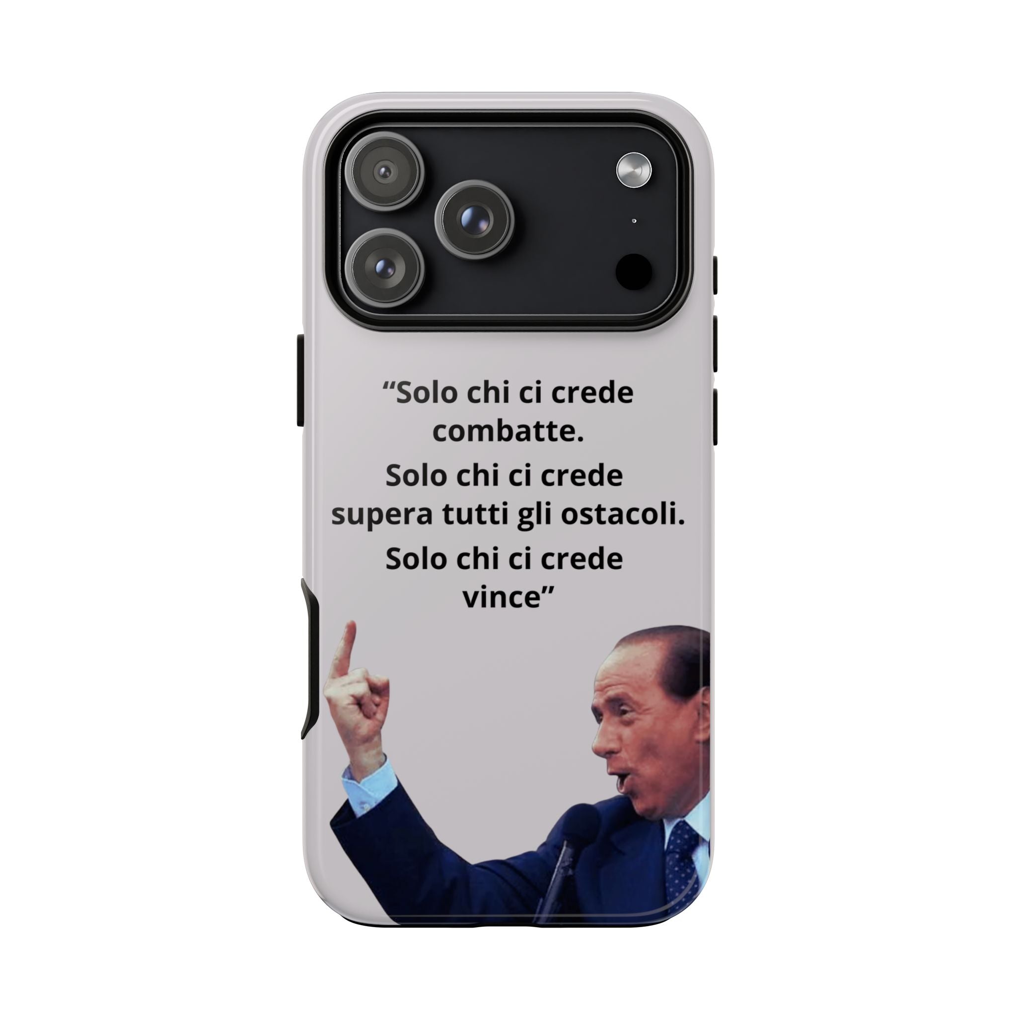 Cover per smartphone con ritratto ironico di Silvio Berlusconi, design iconico e resistente agli urti per iPhone e Samsung, accessorio moda made in Italy