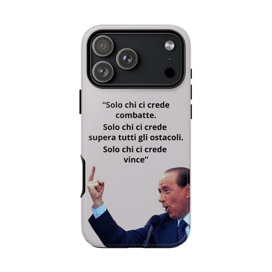 Cover per smartphone con ritratto ironico di Silvio Berlusconi, design iconico e resistente agli urti per iPhone e Samsung, accessorio moda made in Italy