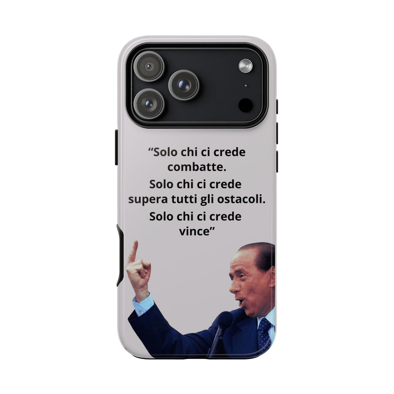 Cover per smartphone con ritratto ironico di Silvio Berlusconi, design iconico e resistente agli urti per iPhone e Samsung, accessorio moda made in Italy