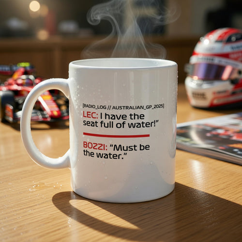 Charles Leclerc Must Be The Water F1 mug white1