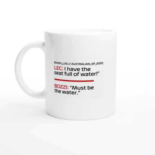 Charles Leclerc Must Be The Water F1 mug white