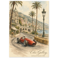 Poster F1 del Gran Premio di Monaco dipinto a mano, formato A3, baia di Montecarlo e casinò sullo sfondo