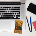 Mockup santino San Silvio di Arcore su scrivania — biglietto da collezione Berlusconi — ChicGallery