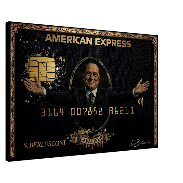 Tela Silvio Berlusconi American Express Gold Pop Art Luxury effetto oro 60x90 cm