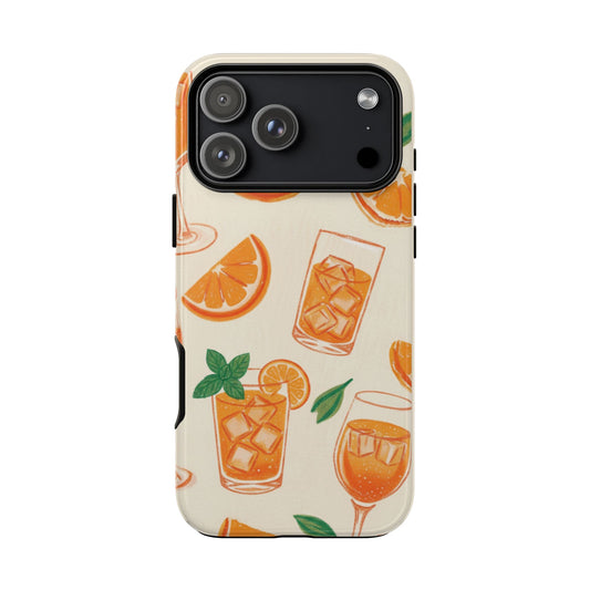 Vibrant orange Spritz cocktail phone case with 3D wrap design, premium TPU shock-absorbing liner for iPhone and Samsung – Chic Gallery