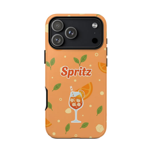 Bright orange Spritz cocktail phone case with ice and orange slice illustration, durable impact-resistant cover for iPhone and Samsung – Chic Gallery